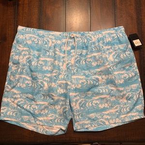 Ocean and Coast Swim Trunk Aqua Waves Floral XXL